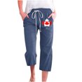 thumbnail image 1 of VEKDONE Womens Cotton Linen Capris Pants Print Capri Pant Navy XXL, 1 of 3