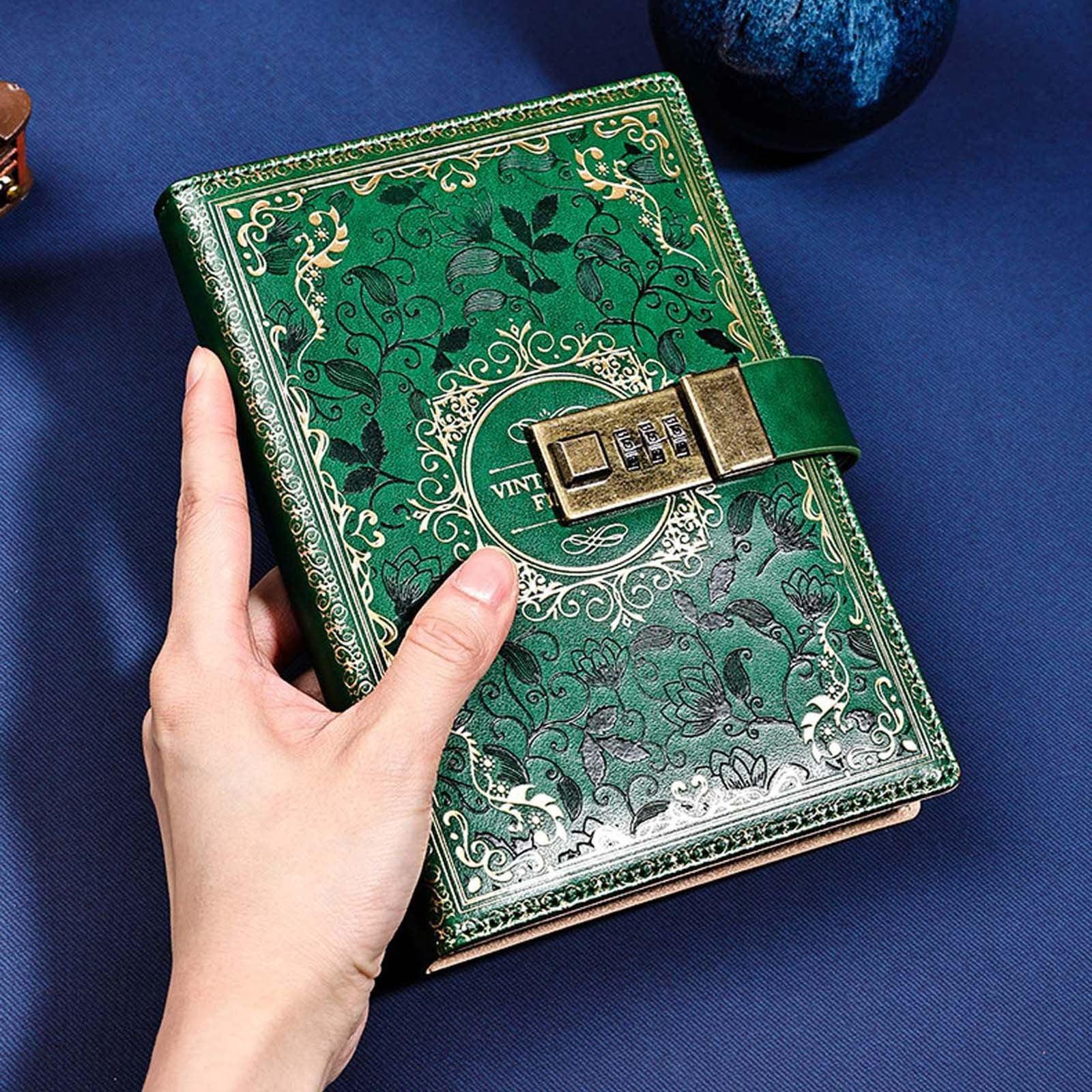 Nkmbld College Ruled Composition Book Vintage B6 Notebook Password-Protected Journal Lockable Diary Notebook for Work, Travel and Notes, Green