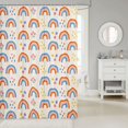 thumbnail image 2 of Manfei Kawaii Rainbow Shower Curtain 72Wx78L, Cartoon Flower Bath Curtain, Cream, 2 of 5