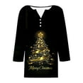 thumbnail image 6 of yoeyez Christmas Tops for Women Trendy Dressy 3/4 Sleeve T Shirts Christmas Buttons V Neck Blouse Funny Cute Xmas Tshirt, 6 of 6