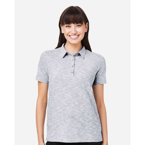 North End NE115W Women's Eclipse Jacquard Polo-PLATINUM HEATHER-L
