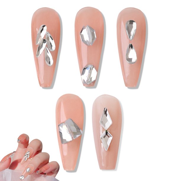 Juego de 250 diamantes de imitación de cristal para uñas, diamantes de imitación 3D de múltiples formas con fondo plano, para decoración de uñas, manualidades, teléfonos, ropa, joyas, bolsos