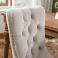 thumbnail image 6 of Velvet Dining Chairs Set of 2, Upholstered Tufted Dining Room Chairs, Dining Chairs with Nailhead Back Rin-g Pull Trim Solid Wood Legs for Kitchen Dining Room, Beige, 6 of 9