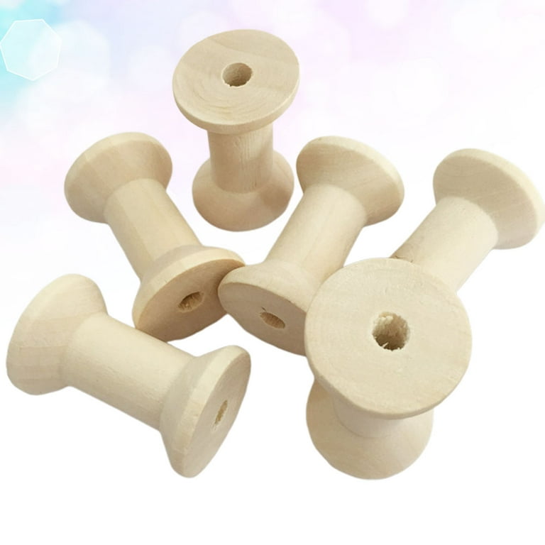 Etereauty Wooden Spools Thread Spool Unfinished Wood Wire Large Bobbins Empty Crafts Sewing Cord Art, Size: 1.22 x 1.22 x 1.85