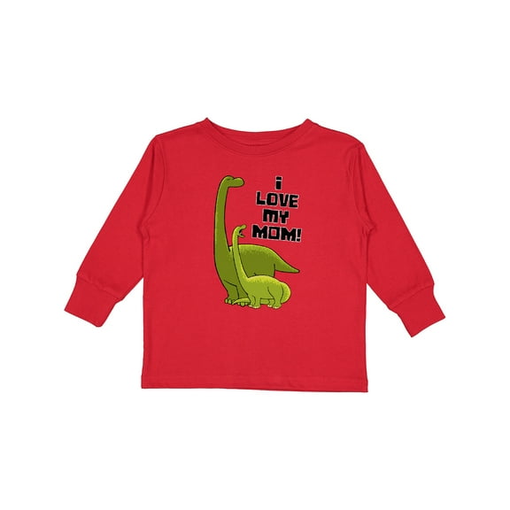 Inktastic I Love my Mom with Baby and Mommy Brontosaurus Boys or Girls Long Sleeve Toddler T-Shirt