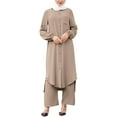 thumbnail image 3 of IWEMEK Womens Muslim Suits Casual Fall Kaftan Comfy Abaya 2 Pieces Sets for Women Arabian Prayer Eid Suit khaki Outfits, 3 of 7