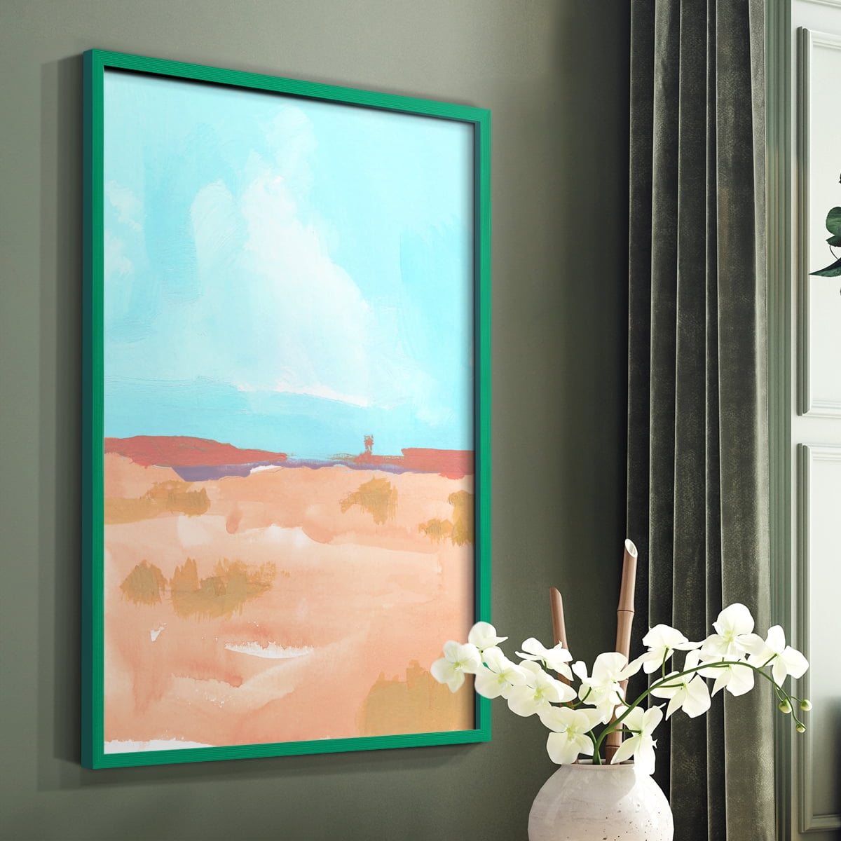 Wide Open Spaces II Framed Print in Green Solid Wood 11 x 14 Framed Print