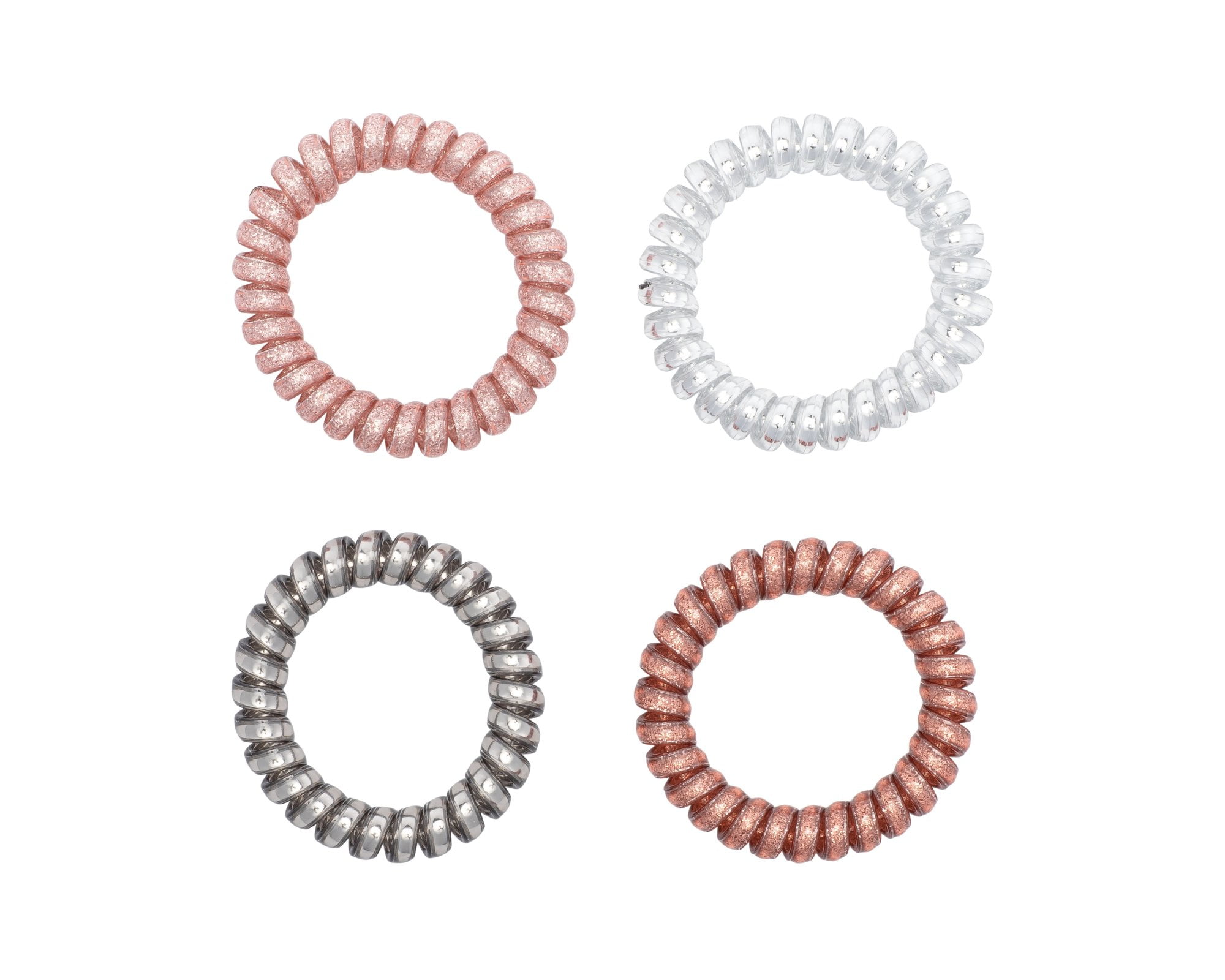 Goody Icy Holiday Coils Pink and Silver Dentless Jelly Bands 4 CT