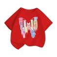 thumbnail image 5 of Gunia Little Girls T Shirts Cute Butterfly Graphic Short Sleeve Fashionable Casual Summer Stylish Everyday Tee Soft Blend Shirts For Kids Tops Red 6-8 Years, 5 of 5