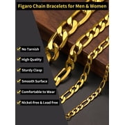 ChainsHouse 14k Gold Plated Figaro Link Bracelets for Women Men 6mm Hypoallergenic Jewelry Gift, 7.5inch