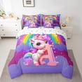 thumbnail image 2 of Manfei Rainbow Unicorn 7-Piece Twin Bedding Sets,Galaxy Stars Bedding Comforter Set,Monogrammed Letter Breathable Sheet Sets,Lightweight Girls Bedroom Decor,Reversible, 2 of 7