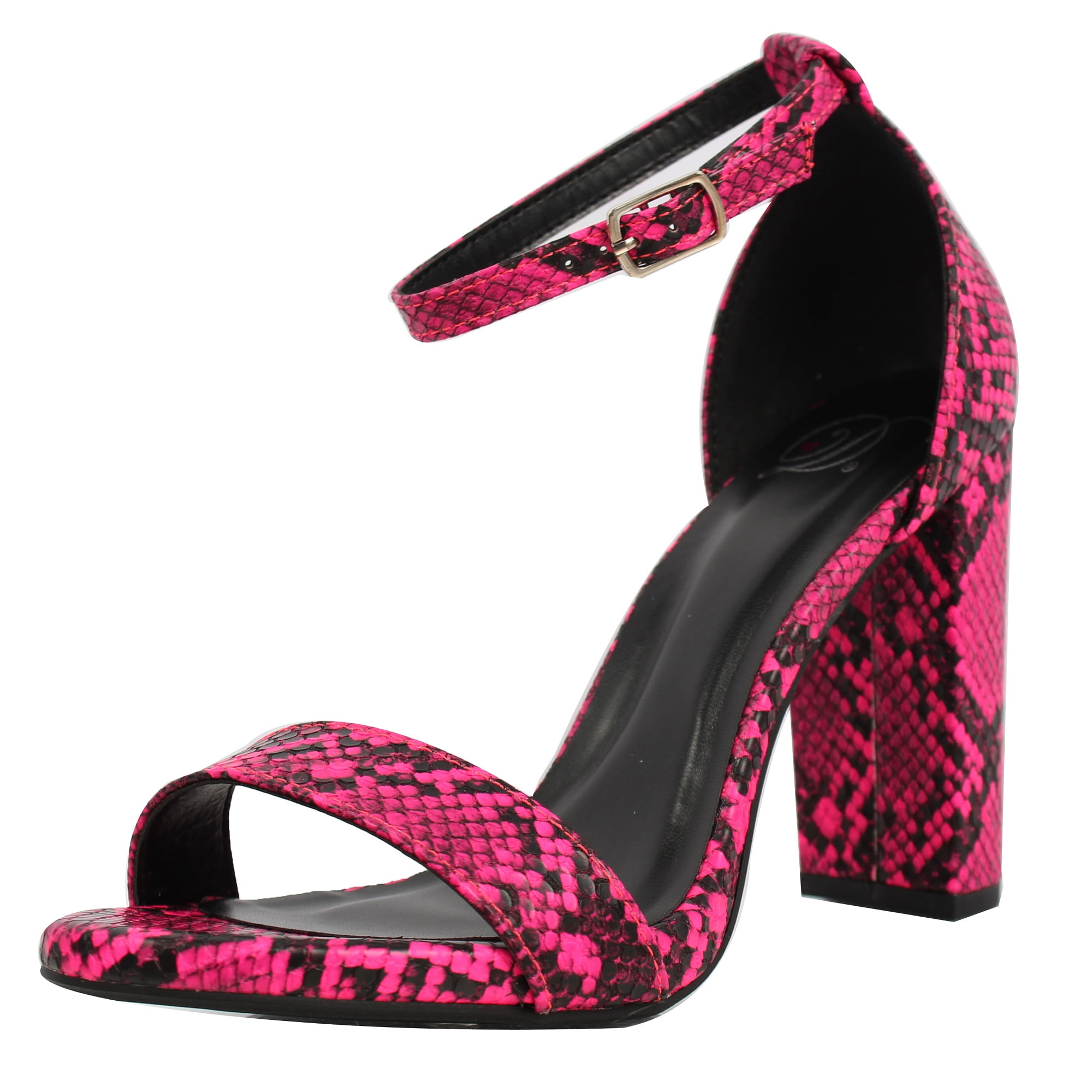 My Delicious Shoes Delicious Women's Open Toe Ankle Strap Block Heel