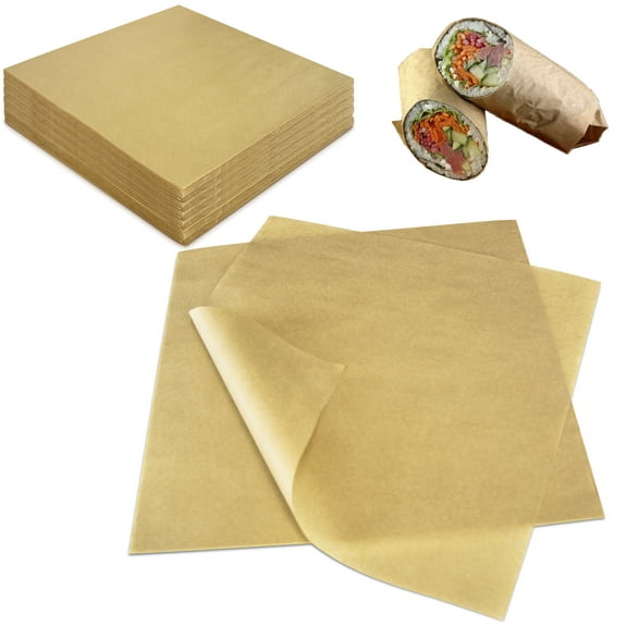 [1000 Sheets] 12x12 Inch Kraft Deli Paper Sheets Sandwich Wrap -Natural Brown Food Basket Liners, Grease Resistant Wrapper for Pastries, Cookies, Fried Snacks, Barbeque at Bakery, Restaurants, Parties