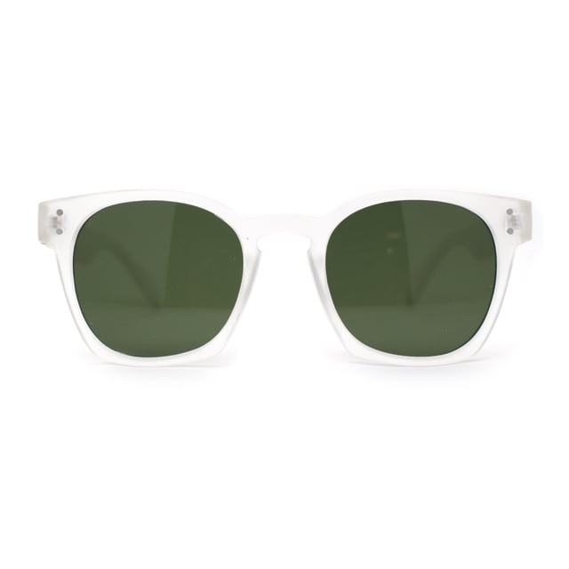 Retro Classy Keyhole Thick Horn Rim Hipster Sunglasses Frost White Green