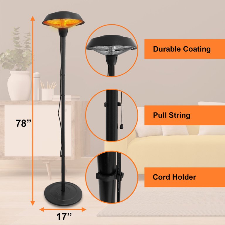 Patio Electric Heater - Black, 1500W | Gorilla Gadgets (EPH-BLK)