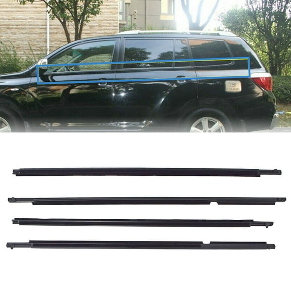SEBLAFF 4 Pieces Weatherstrip Window Molding Trim Seal Belt Replacement for Toyota Highlander Black 2008-2010 c