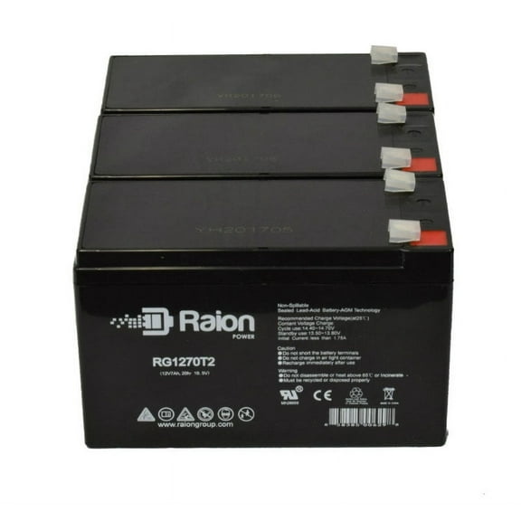 Raion Power 12V 7Ah Replacement Alarm Battery for Ademco 4140XMPT - 3 Pack