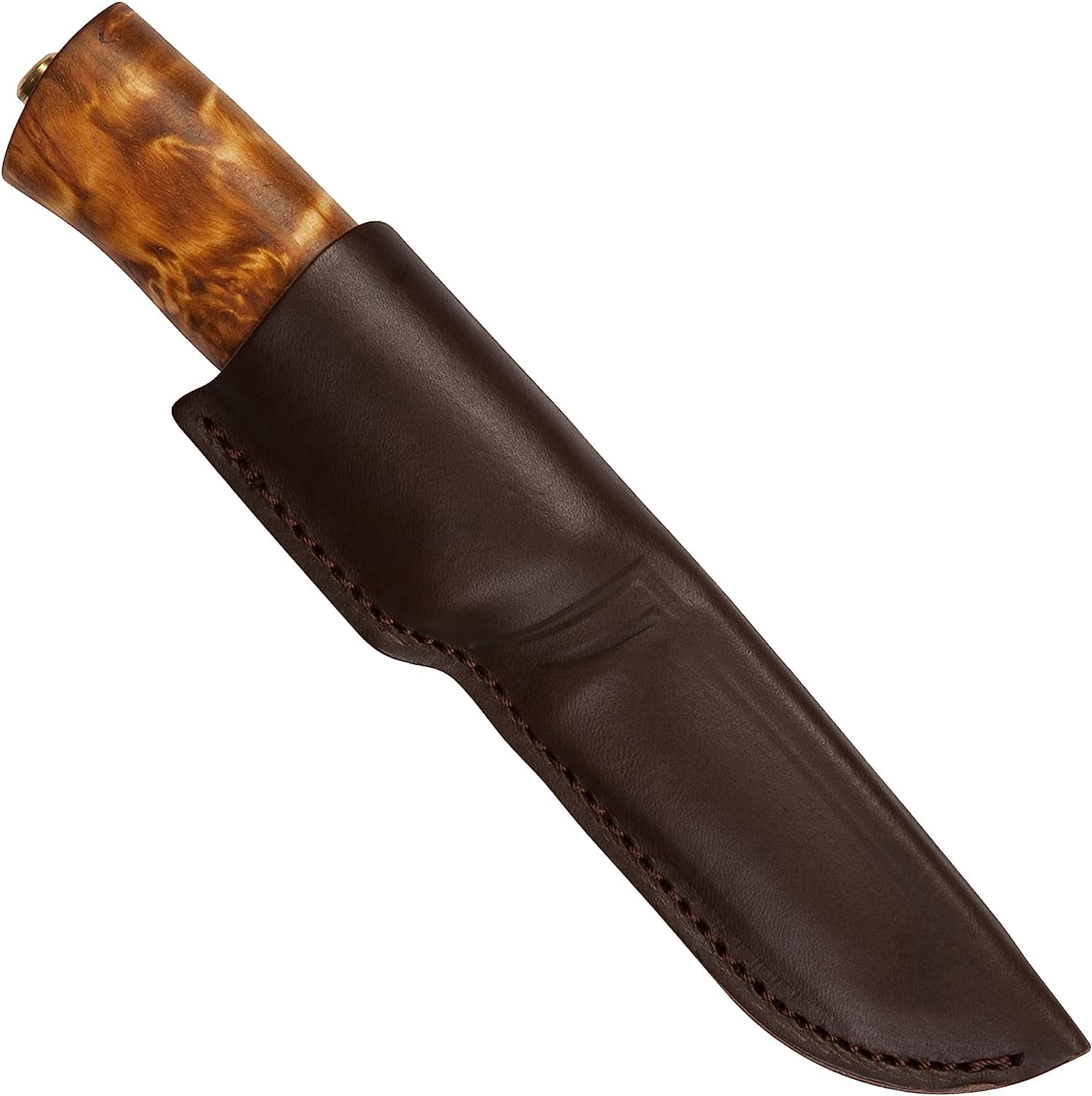 HELLE Knives - Eggen H3LS - Fixed Blade Men's Outdoor Field Knife for Hunting, Camping, Fishing - Triple Laminated Stainless Steel - Scandi Grind - Leather Sheath