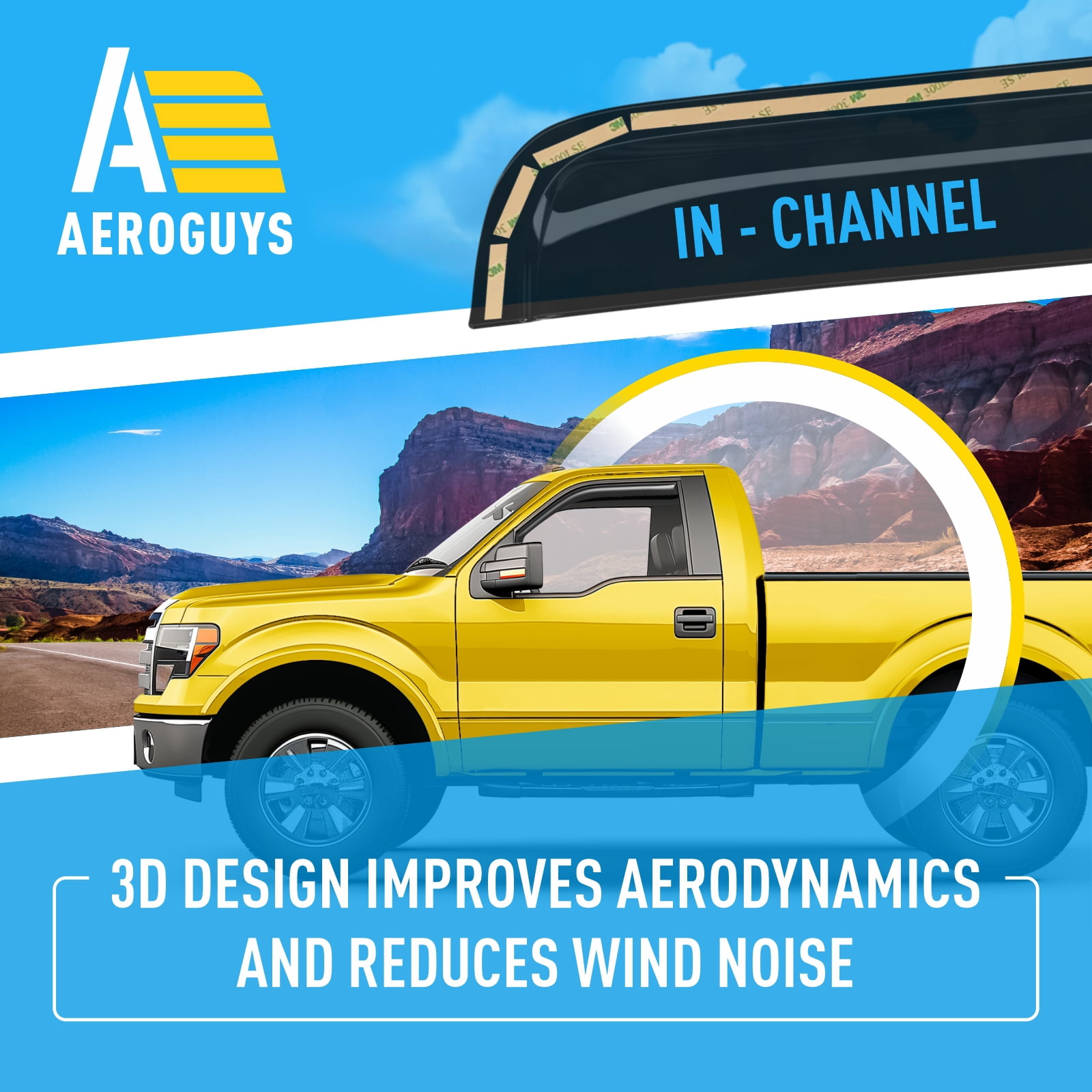 AEROGUYS In-Channel Window Deflectors Extra Durable Window Visors Rain Guards Fit for Ford F-150 2009-2014 Regular Cab,Sun Visors, Wind Deflectors,Vent Visors,Truck Accessories-2pcs. AG0046