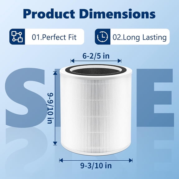 400S Filter for Purifier, 3-in-1 H13 True HEPA Filter with Activated Carbon, 2 Pack White