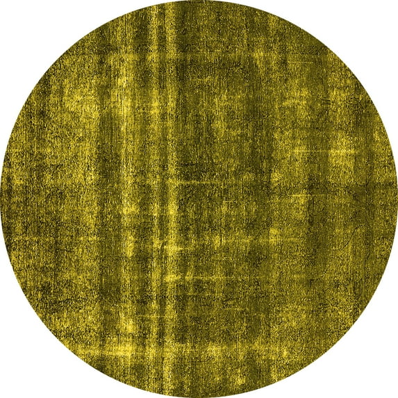 Ahgly Company Indoor Round Oriental Yellow Industrial Area Rugs, 8' Round