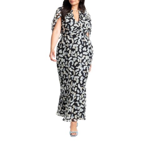 ELOQUII Women's Plus Size Chiffon Ruched Maxi Dress