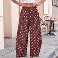 thumbnail image 7 of JFGHDG Womens Boho Polka Dot Cotton Linen Barrel Pants Wide Leg Palazzo Casual Elastic Waist Beach Vacation Trousers with Pockets Brown L, 7 of 7