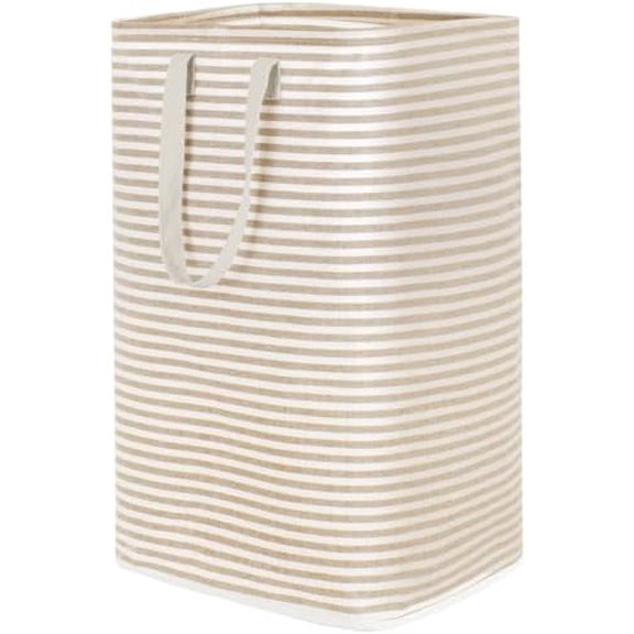 Laundry Hamper Large Collapsible Laundry Basket, Freestanding Waterproof Clothes Hamper Storage with Easy Carry Handles for Clothes in Bedroom Bathroom College Dorm for Adults,Beige, 80L