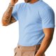 thumbnail image 1 of Tops para hombre, blusas y camisas de manga corta con cuello redondo para hombre, camiseta de punto acanalada para hombre, camisa informal de manga corta con cuello redondo y textura ajustada, blusa p, 1 of 6