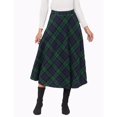 thumbnail image 4 of Womens Plaid Wool Blend Skirts Elastic Waist A-Line Pleated Long Skirts (Green L), 4 of 8