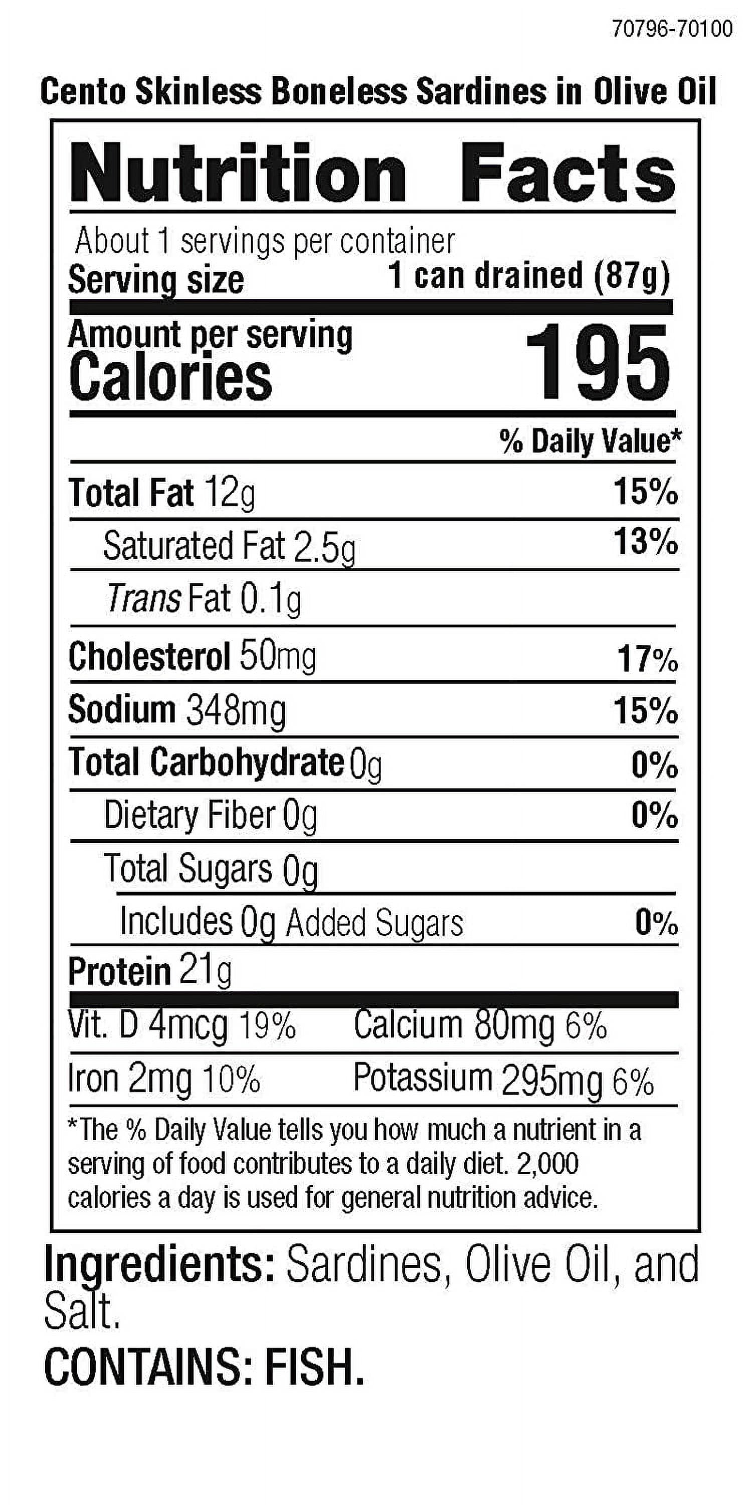 Cento Skinless Boneless Sardines in Olive Oil, 4.375 oz Pack Of 25