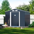 thumbnail image 6 of HOGYME 8' x 6' Outdoor Metal Storage Shed, Tools Storage Shed, Galvanized Steel Garden Shed with Double Sliding Door for Backyard Patio Lawn, Dark Gray, 6 of 15