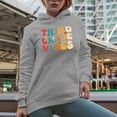 thumbnail image 2 of Third Grade Vibes, Quote for Elementary School Teachers, Groovy Retro Wavy Text Merch Gift, Heather Grey Hooded Sweatshirt or Hoodie, XL, 2 of 5