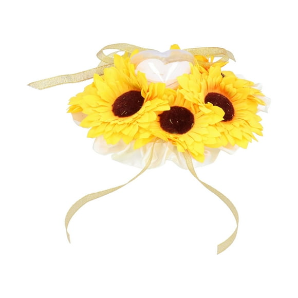 Cergrey Sunflower Pillow Wedding Ceremony Cushion With Heart Shape Case For Wedding