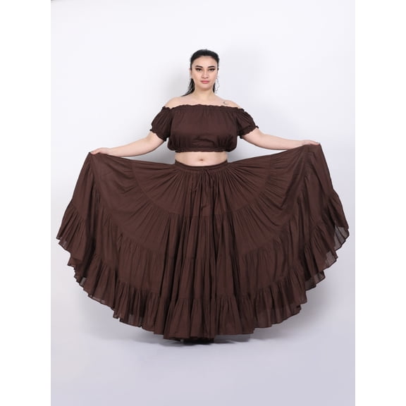 Women's American 32 Yard Cotton Tribal Skirt (Dark Brown)