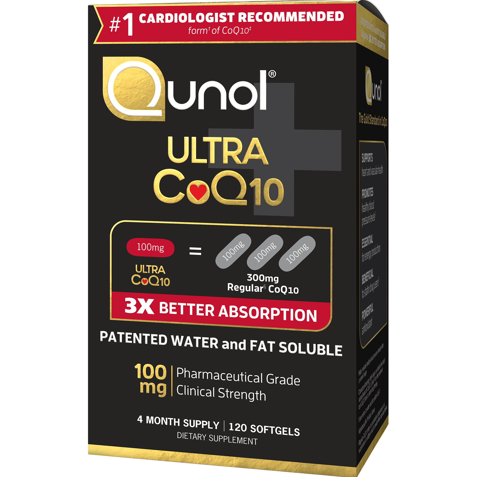 Qunol CoQ10 100mg Softgels, Ultra CoQ10 100mg, 3x Better Absorption, Antioxidant for Heart Health & Energy Production, Coenzyme Q10 Vitamins and Supplements, 4 Month Supply, 120 Count - image 2 of 6