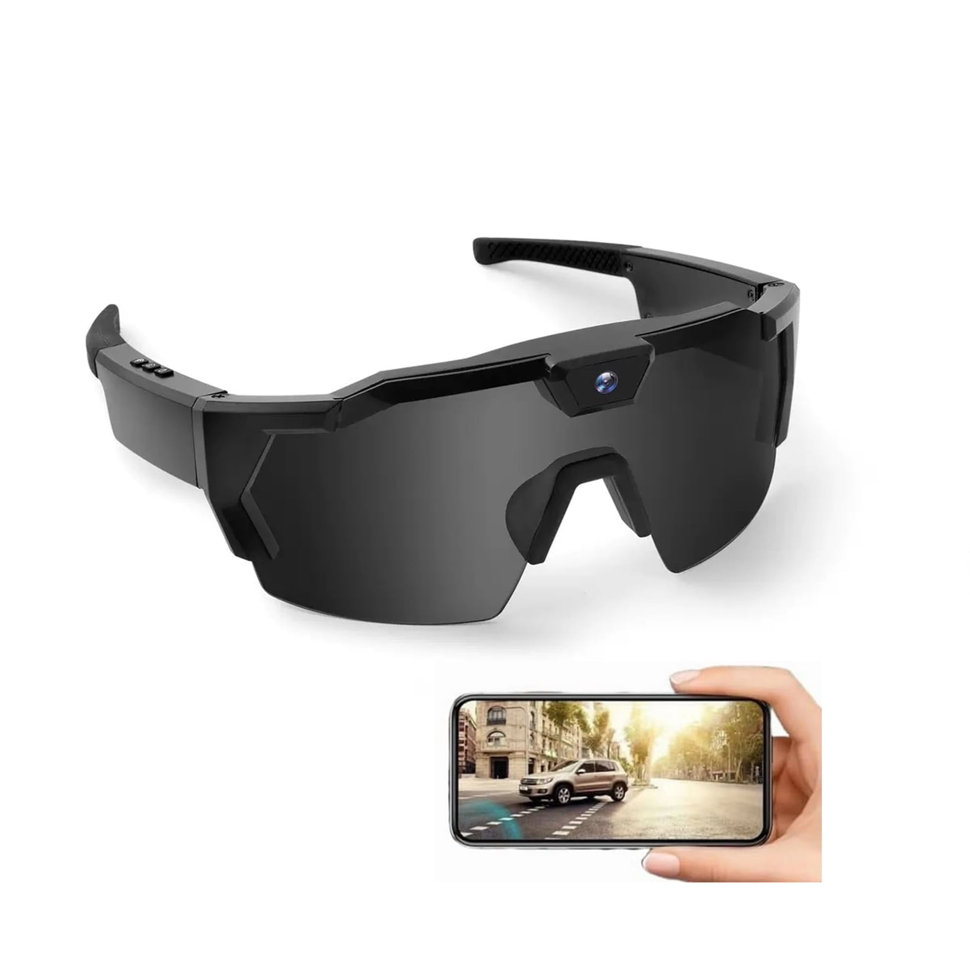 Smart Camera Glasses, Outdoor Sports HD Recording Video, Cycling Action Sunglasses, 32G ROM Wearable Audio take a Picture Wireless Photography Shooting VCR，Suitable for Men and Women (Black)