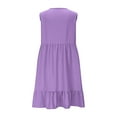 thumbnail image 5 of asdoklhq Summer Wedding Guest Dresses for Women Spring Dresses Fashion Womens’s Summer Round Neck Solid Color Casual Beach Dress Purple S, 5 of 6