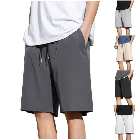 BXINGOHAI Mens Shorts Drawstring Athletic Vacation Elastic Waist Summer Shorts for Men Lightweight Casual Trendy Shorts Black,2XL