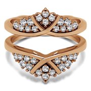 10k Solid Gold Brilliant Moissanite X Style Triple Row Anniversary Ring Guard (0.42ctw)