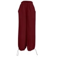thumbnail image 6 of Gytharion Women Solid Color Cotton Linen Wide-leg Pants Elastic Waist Adjustable Cuff Trousers Casual Fashion Pants with Pockets, 6 of 7