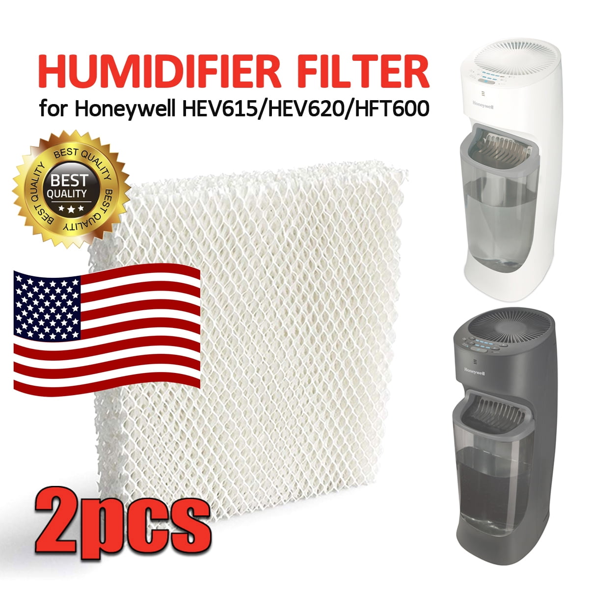 Compatible with Honeywell Top Fill Humidifier Hev615 and Hev620 & HFT600PDQ Compatible with Part # HFT600 JJSS 2 Pack HFT600 Humidifier Wicking Filter T HFT600T