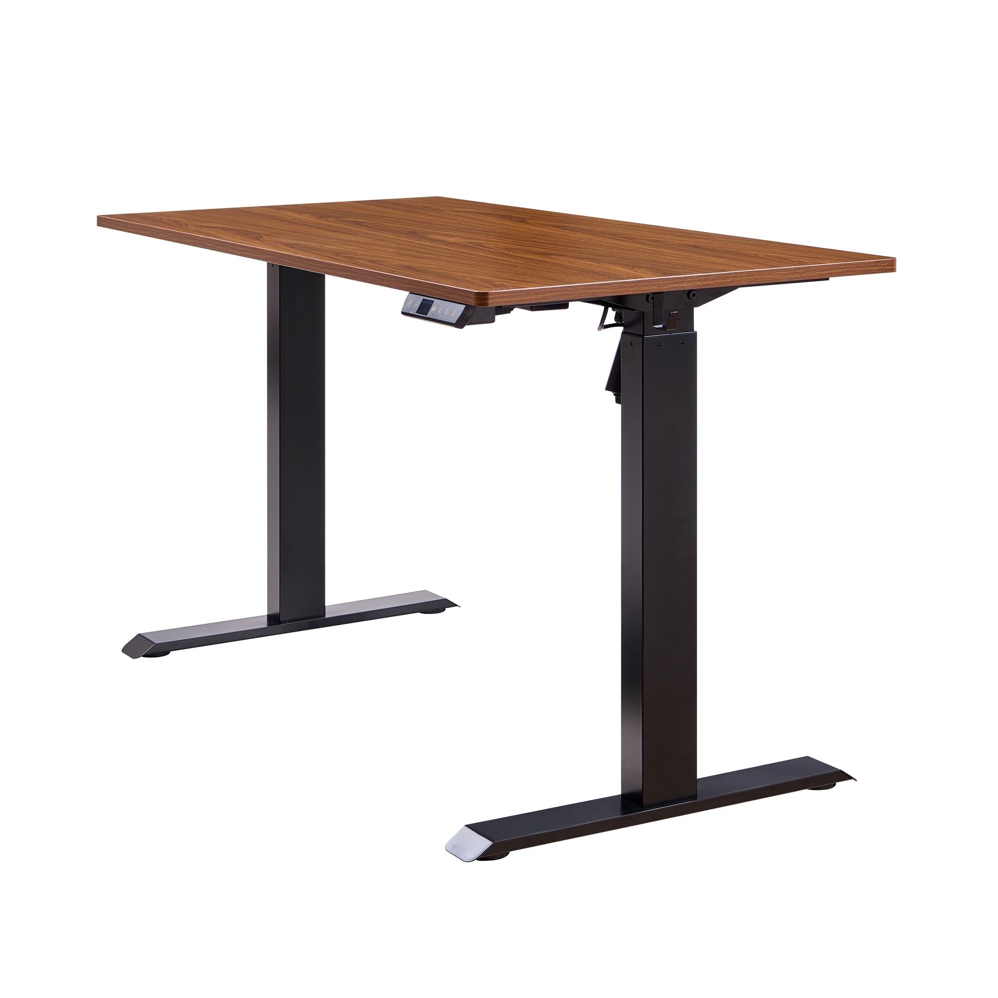 Electric Standing Desk, Adjustable Height Stand up Desk, 24x48 Inches Sit Stand Home Office Desk, Black Frame/Mahogany Top