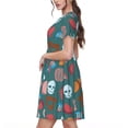 thumbnail image 2 of Honeii cute Skull organ Print Women’s Short Sleeve Dress, Comfortable Casual Dress, Soft Polyester Spandex Blend, Stylish Everyday Wear for Summer, Perfect for Travel and Vacation, 2 of 6