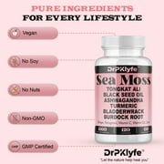 Sea Moss 3000mg Black Seed Oil 2000mg Ashwagandha 2000mg Ginger, Turmeric, Bladderwrack, Burdock Root & More - All in One Supplement 120 Vegan Capsules