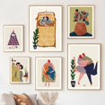 thumbnail image 4 of Cuadro sobre lienzo para pared abstracto de mujer, pájaro, gato, flor, pez, pareja, póster nórdico e impresiones, imágenes de pared para decoración de sala de estar, 4 of 5
