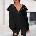 thumbnail image 3 of Sudaderas Con Capucha Turndown Collar Fall Y2K Ropa de gran tamaño Señora Cómoda Ropa de uso diario Traje de calle Ygjytge Xl Negro para Mujer, 3 of 7