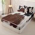thumbnail image 2 of Erosebridal Animal Cowhide Print Zipper Queen Comforter Set with Fitted Sheet and 2 Pillowcases,Vintage Rustic Style Zipper Bedding Set,Brown Black White,Black Reversible, 2 of 6