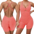 thumbnail image 2 of Women's Workout Jumpsuit Shorts Gym Yoga Outfit Activewear Stretchy Comfortable Pure Color Summer Fitness Clothes For Women, 2 of 2
