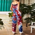 thumbnail image 3 of Iaqnaocc 4th of July Women's Jumpsuits Patriotic American Flag Stars Sleeveless Jumpers Loose Fit Adjustable Strap Overalls Jumpsuits Fashion Cotton Linen Festival Overalls Navy S, 3 of 4